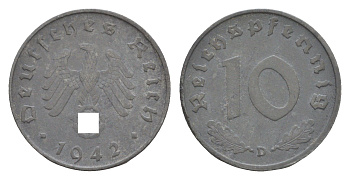 Германия 10 рейхспфеннигов 1942 D KM 101, J. 371 цинк 4647-829