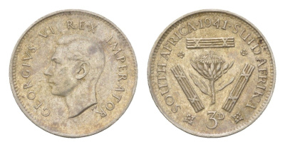 ЮАР 3 пенса 1941 Георг VI (1936-1952) KM 26 серебро 4623-459
