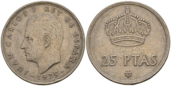 Испания 25 песет 1975 (78) Хуан Карлос I (1975-2014) KM 808 медно-никель 98-843