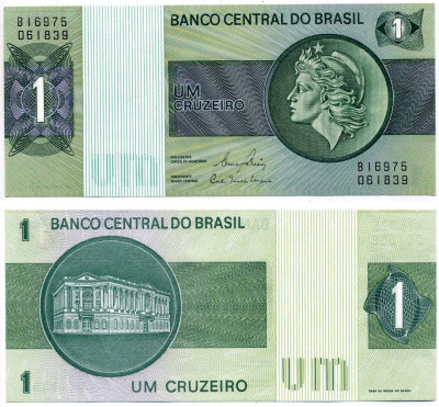 БРАЗИЛИЯ 1 КРУЗЕЙРО 1980 ПОДПИСЬ 20, СЕРИЯ В Pick 191Ас бумага UNC (ПРЕСС) 7485-18-3