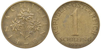 Австрия 1 шиллинг 1976 KM 2886 алюминиевая бронза 51-1142