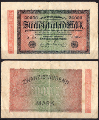 Германия 20000 марок 1923 Pick 85 a бумага 2192-16-1-1
