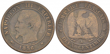 ФРАНЦИЯ 2 САНТИМА 1856 A KM 776.1 бронза 116-743