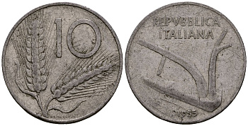 Италия 10 лир 1955 KM 93 алюминий 4176-226