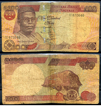 Нигерия 100 найра 1999 Обафеми Аволово, гора Зума Pick 28 b бумага 8592-23-3-2