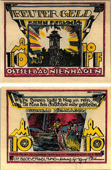 НОЙЕНХАГЕН 10 ПФЕННИГОВ 1922 НОТГЕЛЬД, 1922 - 28 ФЕВРАЛОЯ 1922, ЗЕМЛЯ БРАНДЕНБУРГ Grabowski 975.1 бумага 6318-43-1-2