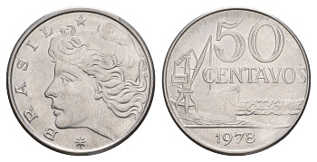 Бразилия 50 сентаво 1978 KM 580b нержавеющая сталь UNC 4656-1246