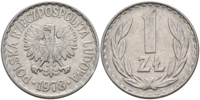 Польша 1 злотый 1978 Кремница KM 49.1 алюминий    4161-1031