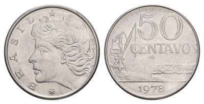 Бразилия 50 сентаво 1978 KM 580b нержавеющая сталь UNC 4656-1246