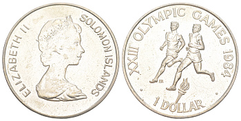Соломоновы Острова 1 доллар 1984 XXIII летние Олимпийские Игры, Лос-Анджелес 1984, тираж 5.000 экземпляров KM 19 медно-никель BU 3896-315