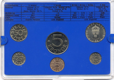 Швеция набор монетного двора из 6 монет 1979 в пластике Карл XVI Густав (1973- ) KM MS11 UNC 4-3-6-112