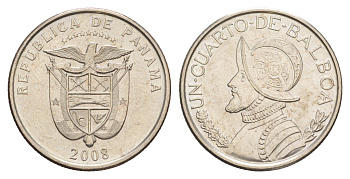 Панама 1/4 бальбоа (25 сентесимо) 2008 KM 128.1 медь плакированная медно-никелем UNC 4642-714