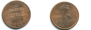 США 1 ЦЕНТ 2000 D ЛИНКОЛЬН KM 201b цинк плакированный медью UNC 179-531