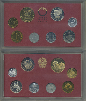 АВСТРИЯ НАБОР ИЗ 8 МОНЕТ 1991 ОФИЦИАЛЬНЫЙ НАБОР, 2, 5, 10, 50 ГРОШЕЙ, 1, 5, 10, 20 ШИЛЛИНГОВ,20 ЛЕТ СО ДНЯ РОЖДЕНИЯ ФРАНЦА ГРИЛЬ ПАРЦЕРА, В ПЛАСТИКЕ KM PS 52 PROOF 6-6-2-7