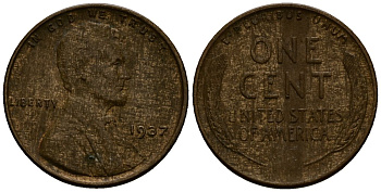 США 1 цент 1937 Линкольн KM 132 бронза 4164-813