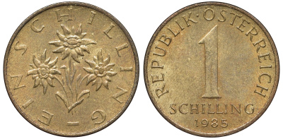 Австрия 1 шиллинг 1985 KM 2886 алюминиевая бронза 51-1011