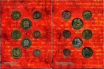 Ватикан набор из 8 монет 2005 1 евроцент-2 евро, европробники, в оригинальном буклете, SEDE VACANTE UNC 3-4-11-08