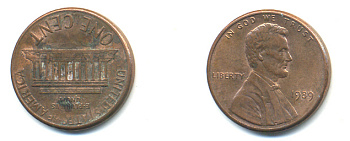 США 1 цент 1989 Линкольн KM 201b цинк плакированный медью 179-427