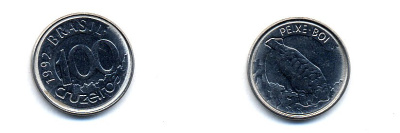 БРАЗИЛИЯ 100 КРУЙЗЕЙРО 1992 ЛАМАНТИН KM 623 сталь aUNC 76-711