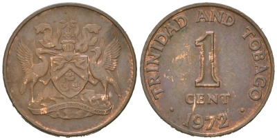 Тринидад и Тобаго 1 цент 1972 герб KM 1 бронза 4621-121