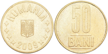 Румыния 50 бани 2009 KM 192 никель латунь 4529-842