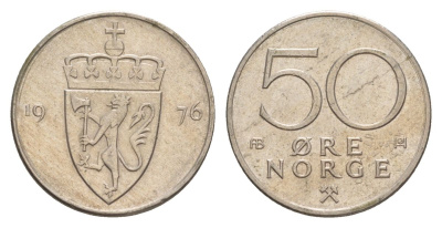 Норвегия 50 эре 1976 Улаф V (1957-1991) KM 418 медно-никель 4635-444