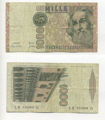 Италия 1000 лир 1982 Дворец дожеи?, Марко Поло Pick 109a 6294-43-1