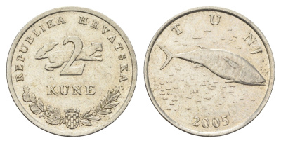 Хорватия 2 куны 2005 тунец, нечетный год KM 10 медь цинк никель    4660-414
