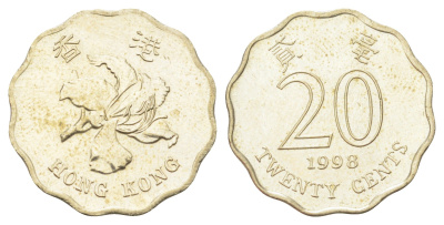 Гонконг 20 центов 1998 KM 67 никель латунь UNC 4701-229