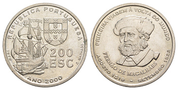 Португалия 200 эскудо 2000 Фернан Магеллан KM 731 медно-никель UNC 3711-1343