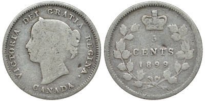 Канада 5 центов 1899 Виктория (1837-1901) серебро 4588-816