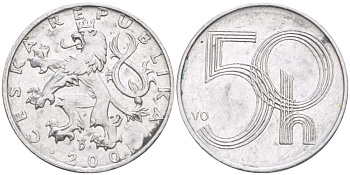 ЧЕХИЯ 50 ГЕЛЛЕРОВ 2001 KM 3.1 алюминий 100-111