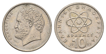 Греция 10 драхм 1982 Демокрит KM 132 медно-никель 4707-521