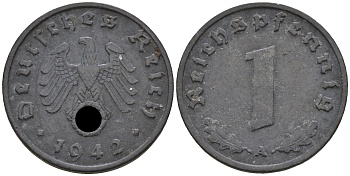 Германия 1 рейхспфенниг 1942 A KM 97 J. 369 цинк    4152-1162