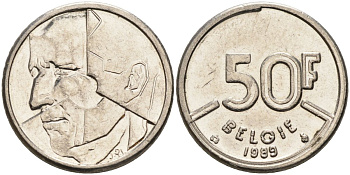 Бельгия 50 франков 1989 Belgie KM 169 никель 4126-256