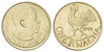 Малави 1 квача 1992 KM 20 никель латунь aUNC 4624-531