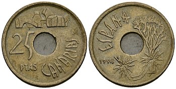 Испания 25 песет 1994 Канарские острова (CANARIAS), Хуан Карлос I (1975-2014) KM 933 никель бронза 4138-1111