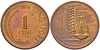 Сингапур 1 цент 1976  KM 1а сталь плакированная медью    4594-1055