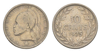 Либерия 10 центов 1975 KM 15a.2 медно-никель 4643-647