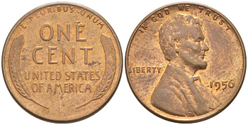 США 1 ЦЕНТ 1956 ЛИНКОЛЬН KM А132 медь цинк 218-652