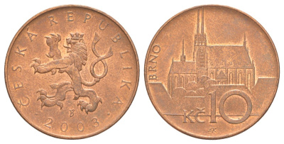 Чехия 10 крон 2003 KM 4 сталь плакированная медью aUNC 4629-634