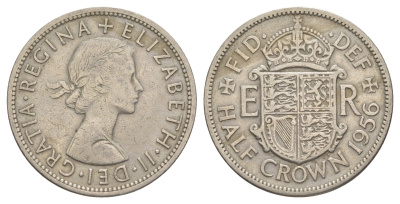 Великобритания 1/2 кроны 1956 Елизавета II (1952-2022) KM 907, Spink 4145 медно-никель 4379-144