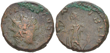 Римская Империя, императоры в Галлии антониниан 273 - 274 Тетрик II, C PIV ESV TETRICVS CA, бюст цезаря / SPES PVBLICA, Спея, персонификация Надежды, Августа Треверов RIC 272 биллон 1073-24-47