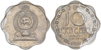 Шри-Ланка 10 центов 1978 KM 140a алюминий 4135-1233