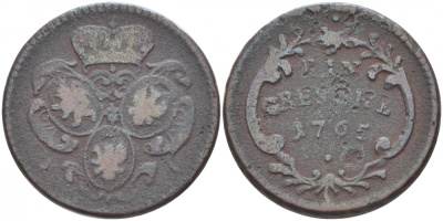 БОГЕМИЯ 1 ГРОШ 1765 АВСТРИЙСКИЕ ШТАТЫ KM 291 медь 4402-513