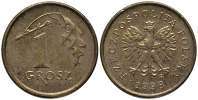 Польша 1 грош 1998 MW KM 276 латунь 4396-813