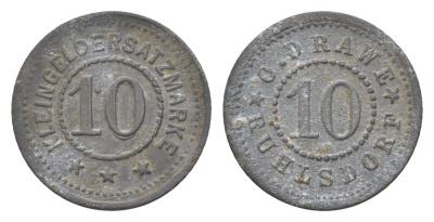 Рульсдорф 10 пфеннигов ND O. DRAWE Men18 27696.2 цинк 1528-515