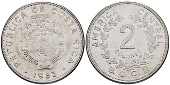 КОСТА-РИКА 2 КОЛОНА 1983 сс, БОЛЬШОЙ ПАРУСНИК KM 211.1 нержавеющая сталь 67-1022