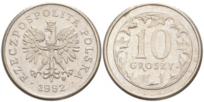 Польша 10 грошей 1992 MW KM 279 медно-никель 4516-163