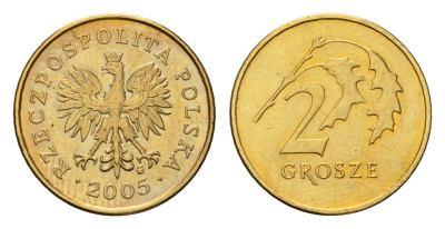 Польша 2 гроша 2005 Y 277 латунь UNC 4615-466
